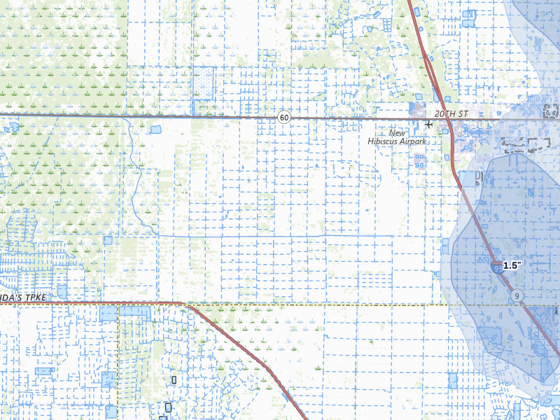 NEXRAD radar-signature map of the hail storm over Vero Beach, FL on Jul 12, 2026