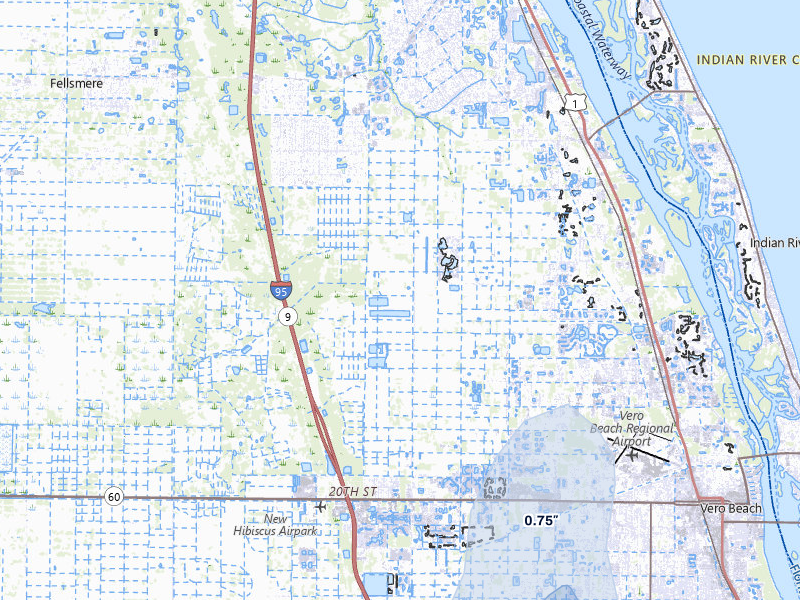 NEXRAD radar-signature map of the hail storm over Vero Beach, FL on Aug 4, 2026