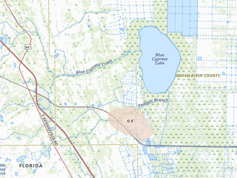 Radar-estimated hail-size map of the storm over Vero Beach, FL