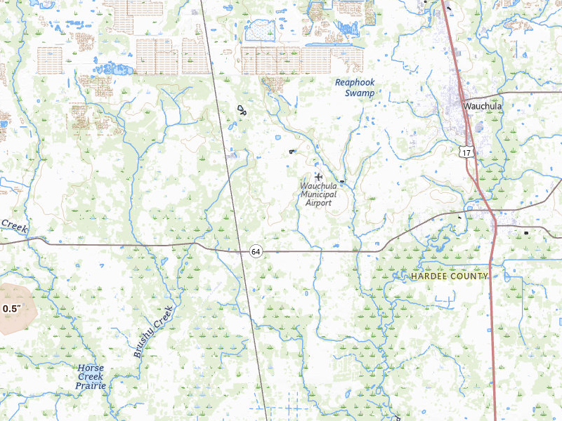 Radar-estimated hail-size map of the storm over Wauchula, FL on Jun 27, 2026