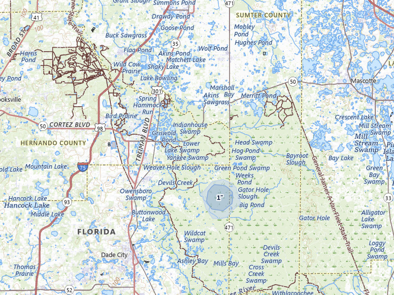 NEXRAD radar-signature map of the hail storm over Webster, FL on Apr 6, 2026
