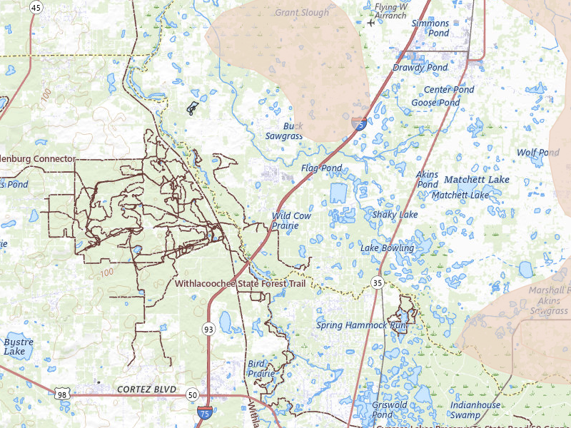 Radar-estimated hail-size map of the storm over Webster, FL on Jul 17, 2026