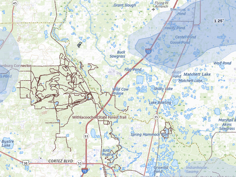 NEXRAD radar-signature map of the hail storm over Webster, FL on Aug 20, 2026