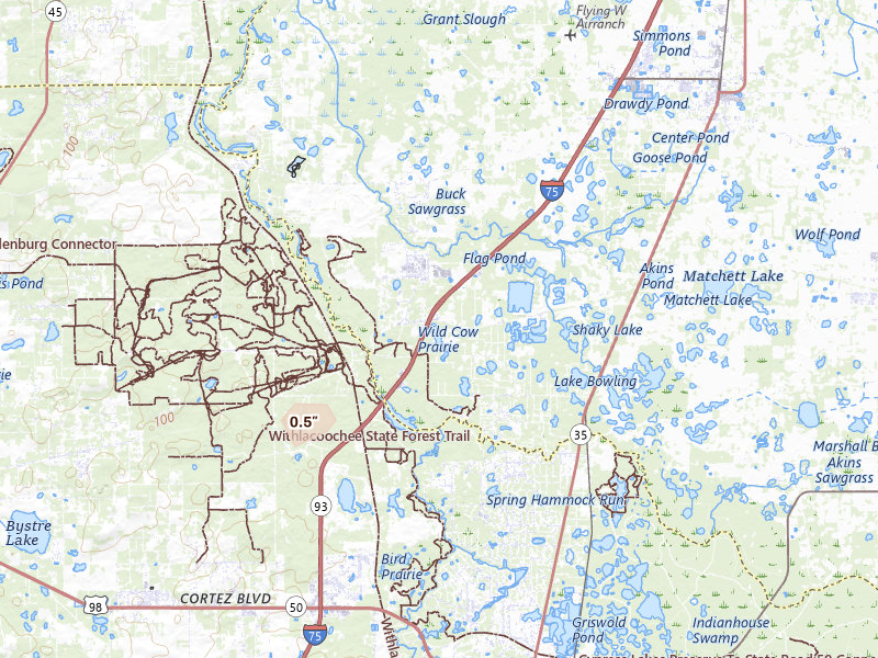 Radar-estimated hail-size map of the storm over Webster, FL on Aug 24, 2026