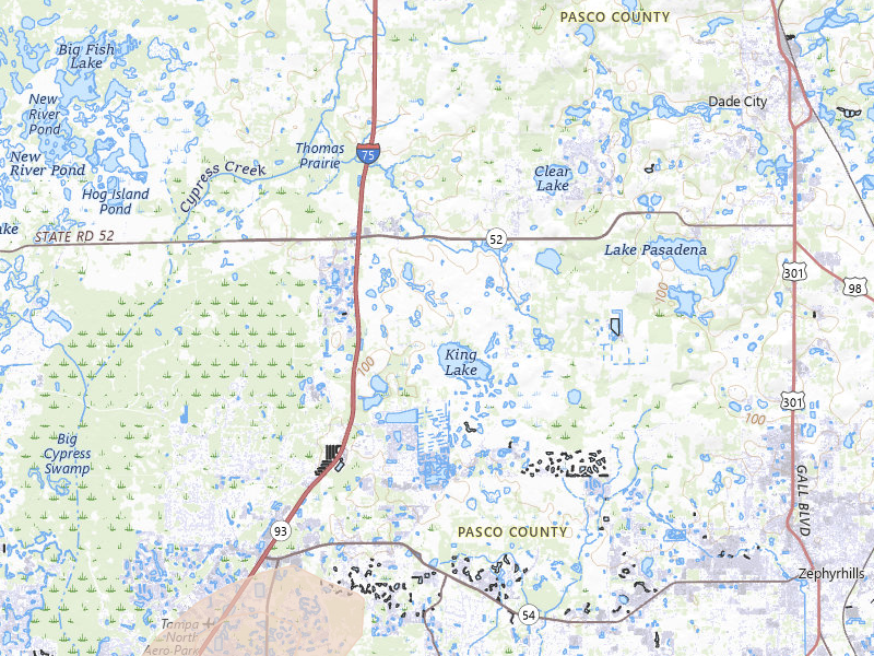 Radar-estimated hail-size map of the storm over Wesley Chapel, FL on Jun 26, 2026