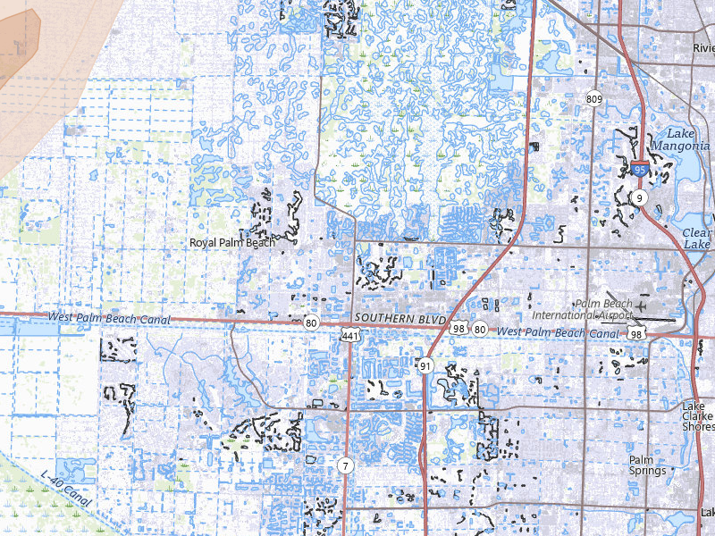 Radar-estimated hail-size map of the storm over West Palm Beach, FL on Jul 17, 2026