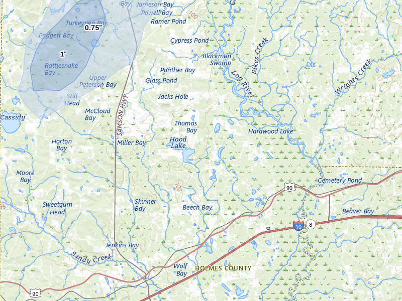 NEXRAD radar-signature map of the hail storm over Westville, FL on Aug 12, 2026