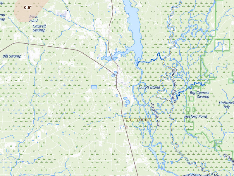 Radar-estimated hail-size map of the storm over Wewahitchka, FL on May 22, 2026