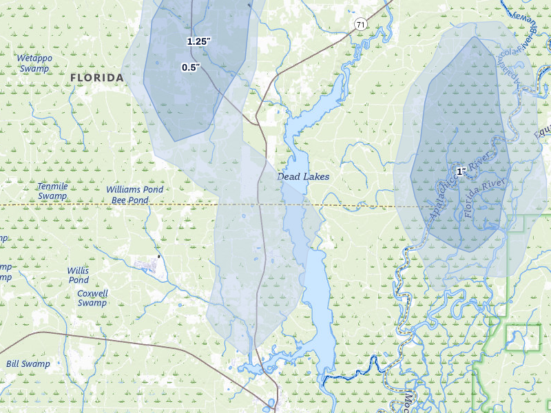 NEXRAD radar-signature map of the hail storm over Wewahitchka, FL on Aug 17, 2026
