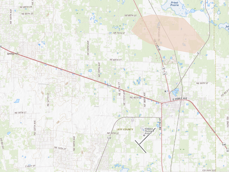 Radar-estimated hail-size map of the storm over Williston, FL