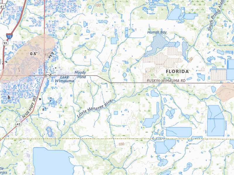 Radar-estimated hail-size map of the storm over Wimauma, FL on Mar 15, 2026