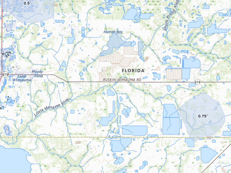 NEXRAD radar-signature map of the hail storm over Wimauma, FL on Jun 28, 2026