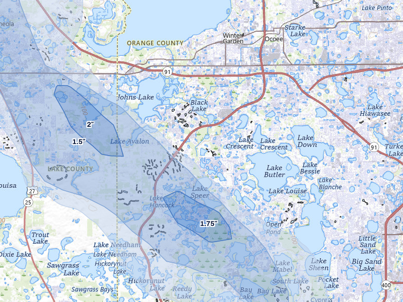 NEXRAD radar-signature map of the hail storm over Winter Garden, FL on Jun 29, 2026