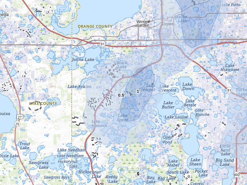 NEXRAD radar-signature map of the hail storm over Winter Garden, FL on Jun 30, 2026