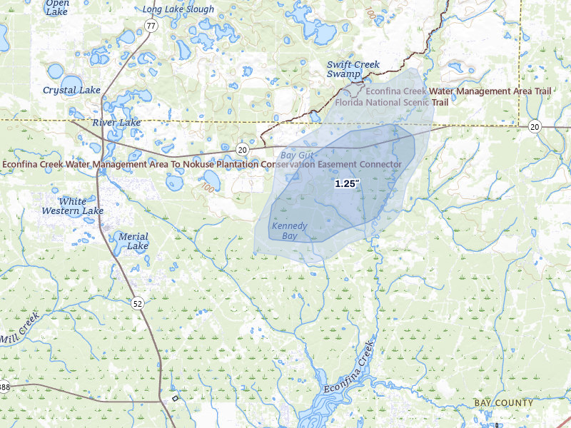 NEXRAD radar-signature map of the hail storm over Youngstown, FL on Aug 17, 2026