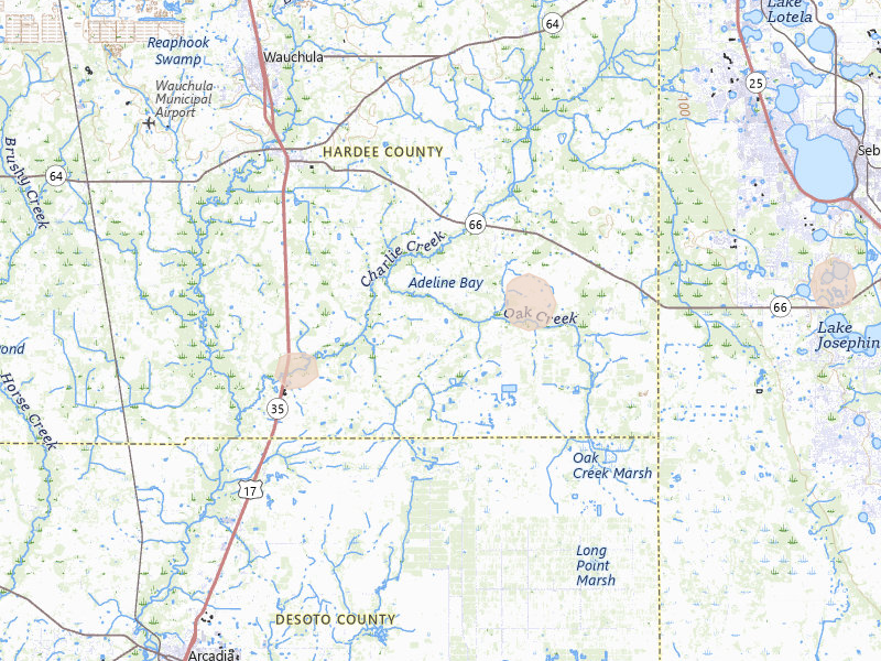 Radar-estimated hail-size map of the storm over Zolfo Springs, FL on Aug 19, 2026