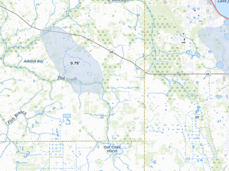 NEXRAD radar-signature map of the hail storm over Zolfo Springs, FL on Aug 19, 2026
