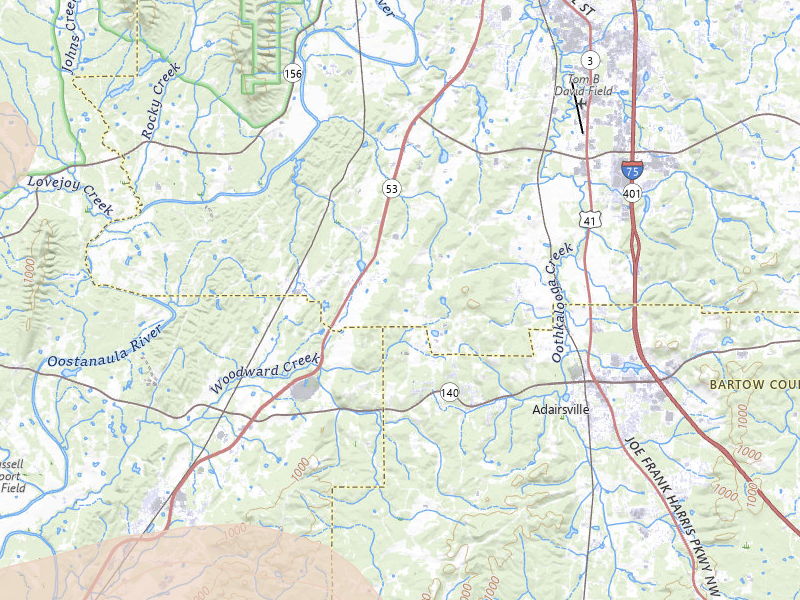 Radar-estimated hail-size map of the storm over Adairsville, GA on Jul 3, 2026