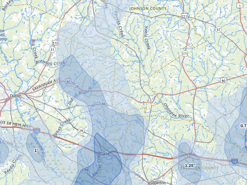 NEXRAD radar-signature map of the hail storm over Adrian, GA on May 17, 2026