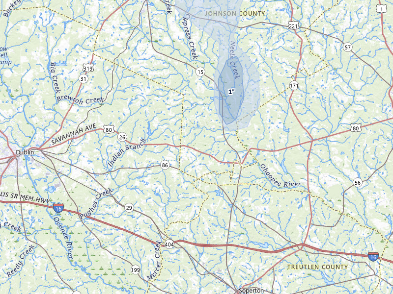 NEXRAD radar-signature map of the hail storm over Adrian, GA on Jul 5, 2026