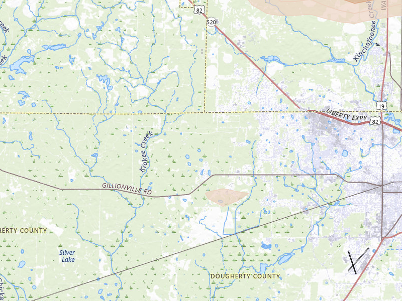 Radar-estimated hail-size map of the storm over Albany, GA on Jan 3, 2026