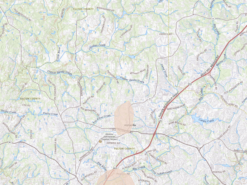 Radar-estimated hail-size map of the storm over Alpharetta, GA