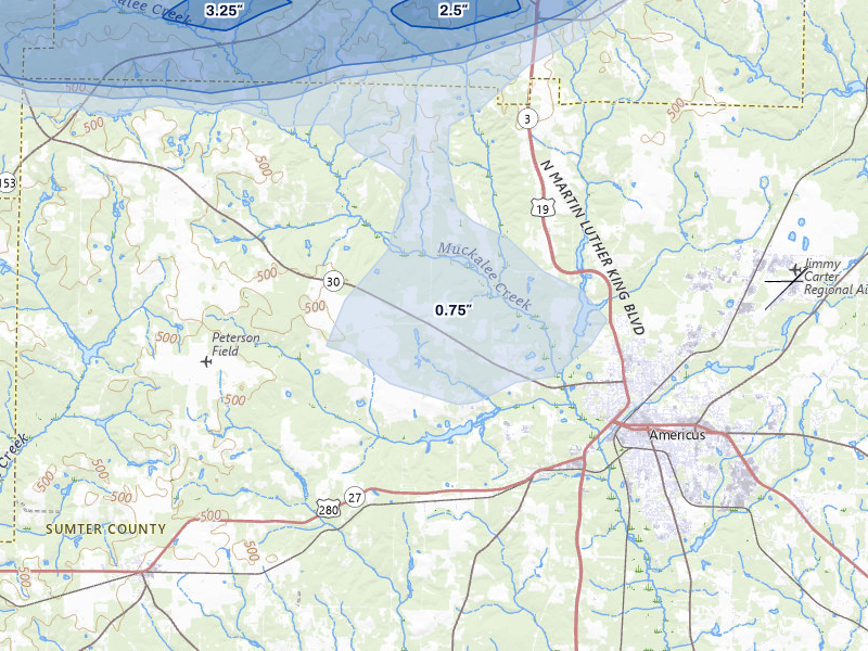 NEXRAD radar-signature map of the hail storm over Americus, GA on May 6, 2026
