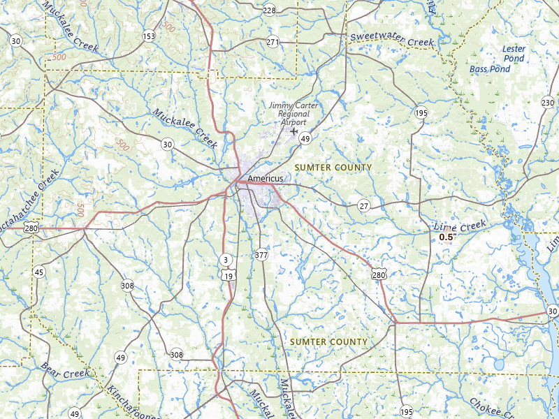 Radar-estimated hail-size map of the storm over Americus, GA on Jul 6, 2026