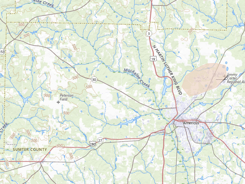 Radar-estimated hail-size map of the storm over Americus, GA on Jul 9, 2026