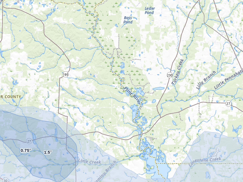 NEXRAD radar-signature map of the hail storm over Americus, GA on Aug 13, 2026