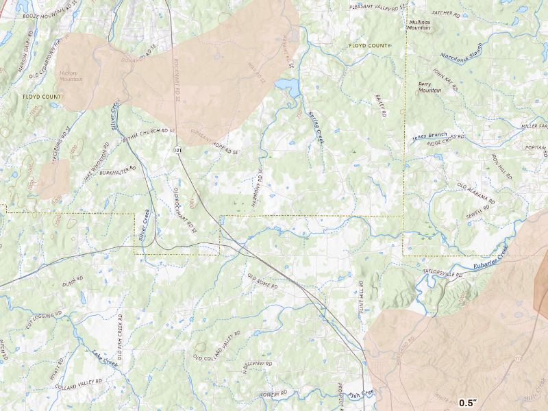 Radar-estimated hail-size map of the storm over Aragon, GA on Sep 21, 2026