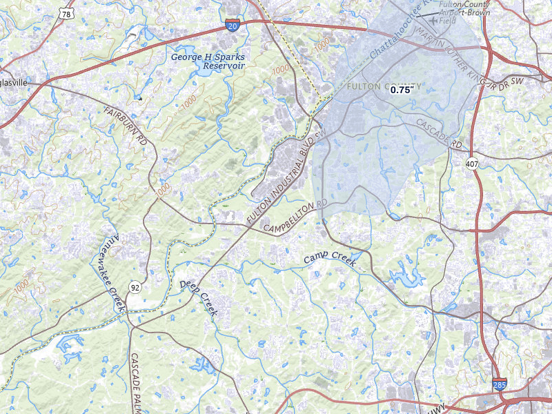 NEXRAD radar-signature map of the hail over Atlanta, GA