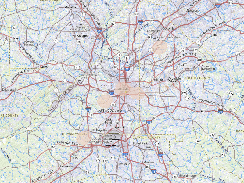 Radar-estimated hail-size map of the storm over Atlanta, GA on Sep 19, 2026