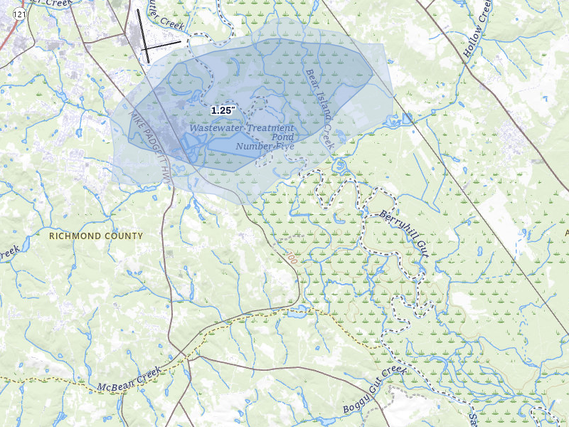 NEXRAD radar-signature map of the hail storm over Augusta, GA on Jun 27, 2026
