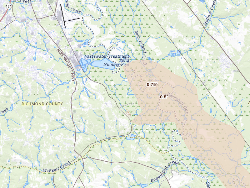 Radar-estimated hail-size map of the storm over Augusta, GA on Aug 11, 2026