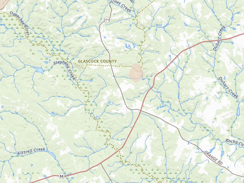 Radar-estimated hail-size map of the storm over Avera, GA on Aug 11, 2026