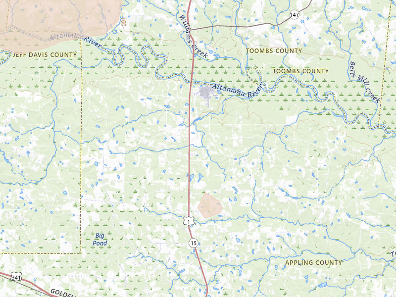 Radar-estimated hail-size map of the storm over Baxley, GA on May 17, 2026