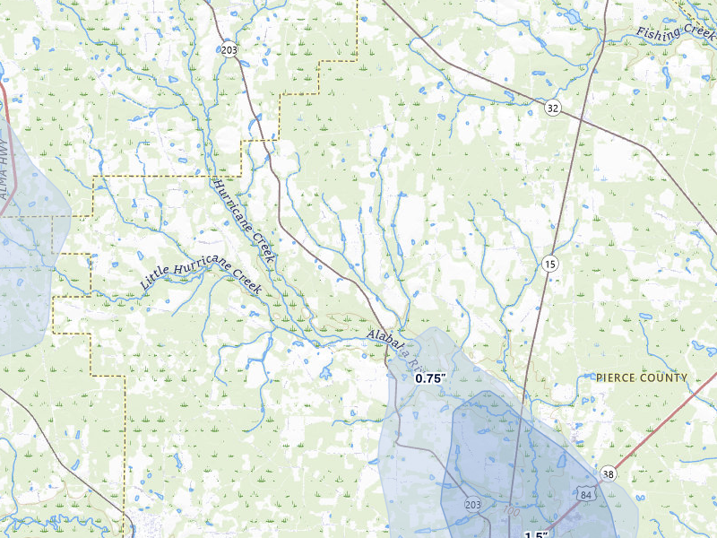 NEXRAD radar-signature map of the hail storm over Blackshear, GA on May 17, 2026