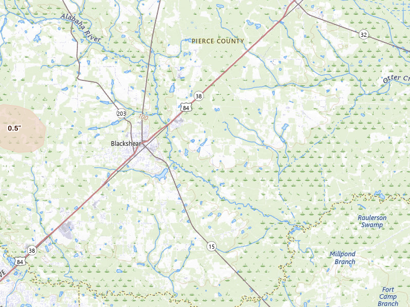 Radar-estimated hail-size map of the storm over Blackshear, GA