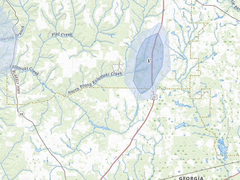 NEXRAD radar-signature map of the hail storm over Bluffton, GA on Jul 10, 2026