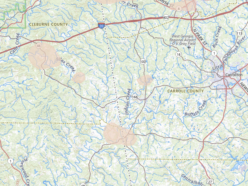Radar-estimated hail-size map of the storm over Bowdon, GA on Aug 11, 2026