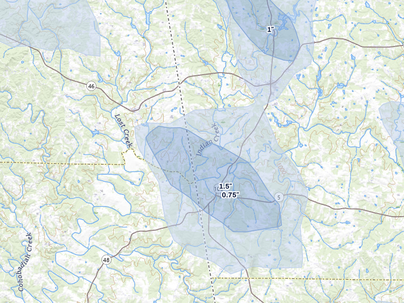 NEXRAD radar-signature map of the hail storm over Bowdon, GA on Aug 11, 2026