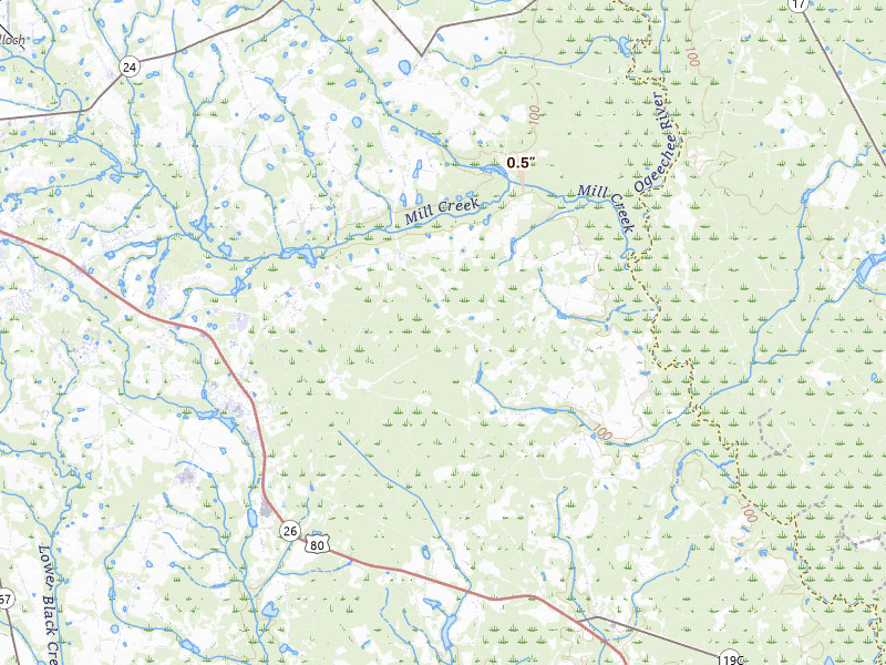 Radar-estimated hail-size map of the storm over Brooklet, GA on Aug 1, 2026