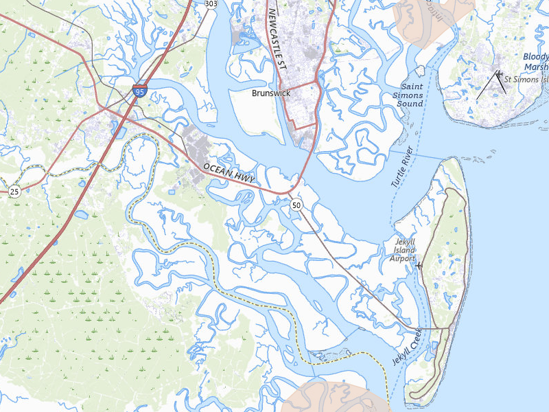 Radar-estimated hail-size map of the storm over Brunswick, GA