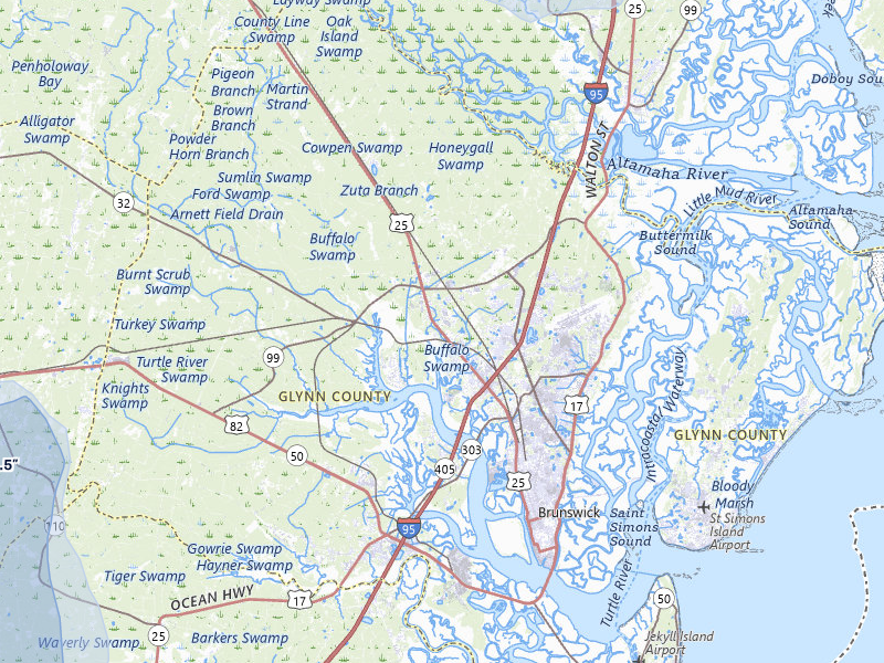 NEXRAD radar-signature map of the hail storm over Brunswick, GA on Aug 13, 2026
