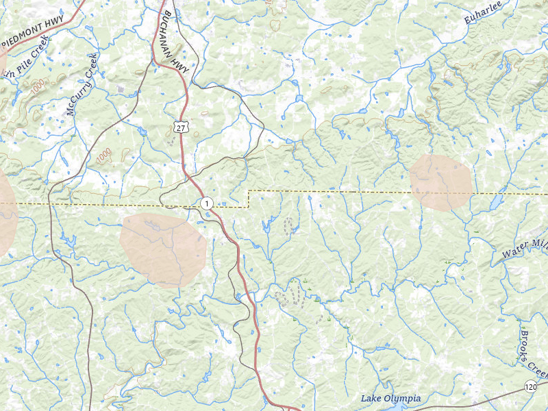 Radar-estimated hail-size map of the storm over Buchanan, GA on Jul 3, 2026