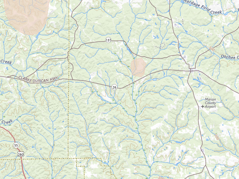 Radar-estimated hail-size map of the storm over Buena Vista, GA on Aug 14, 2026