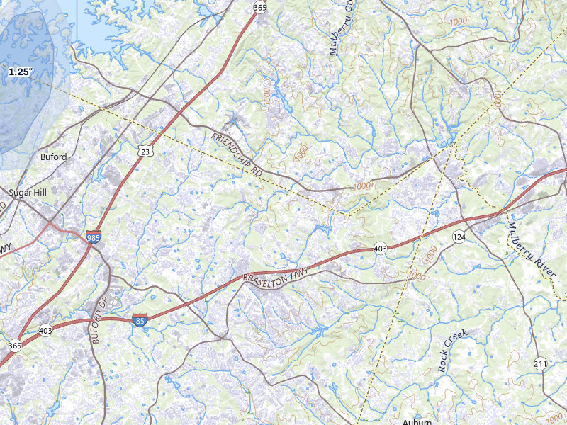NEXRAD radar-signature map of the hail over Buford, GA