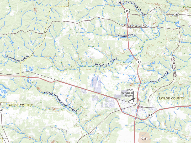 Radar-estimated hail-size map of the storm over Butler, GA