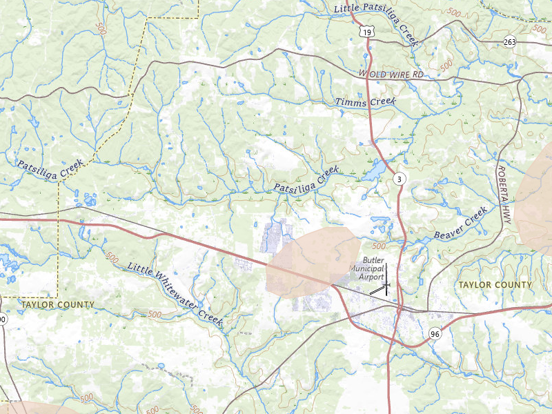 Radar-estimated hail-size map of the storm over Butler, GA on Jul 9, 2026